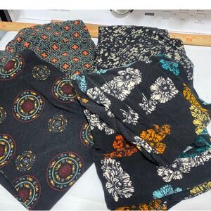 LuLaRoe Leggings Set of 4 Women Tall & Curvy TC Multicolor Floral Boho Preowned